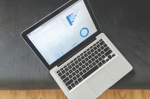 Laptop showing an analytics dashboard